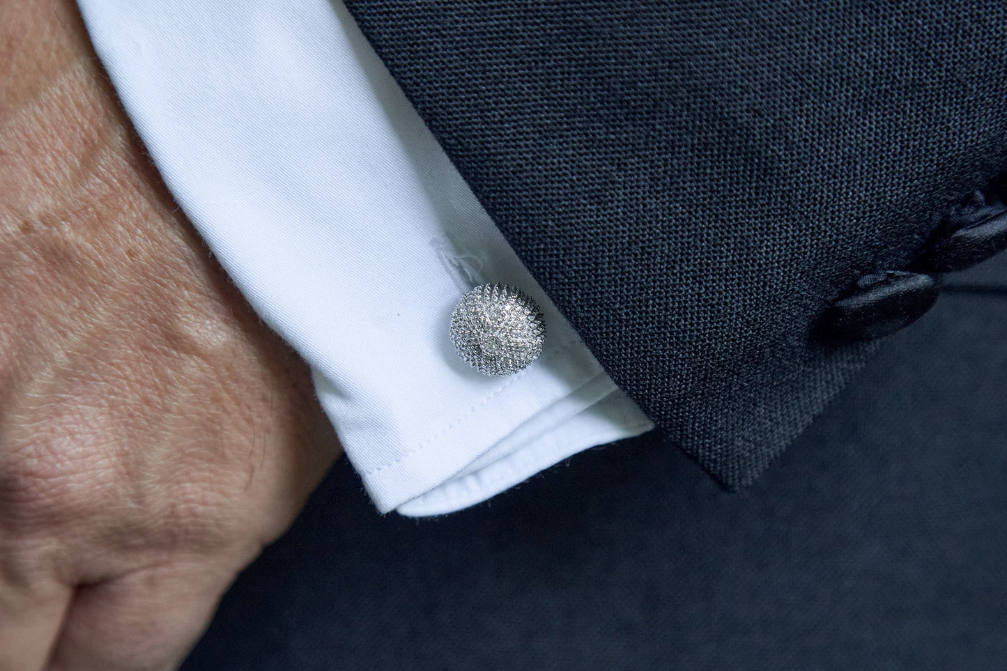 Sea Urchin Cufflinks & Studs Set in Solid Sterling Silver