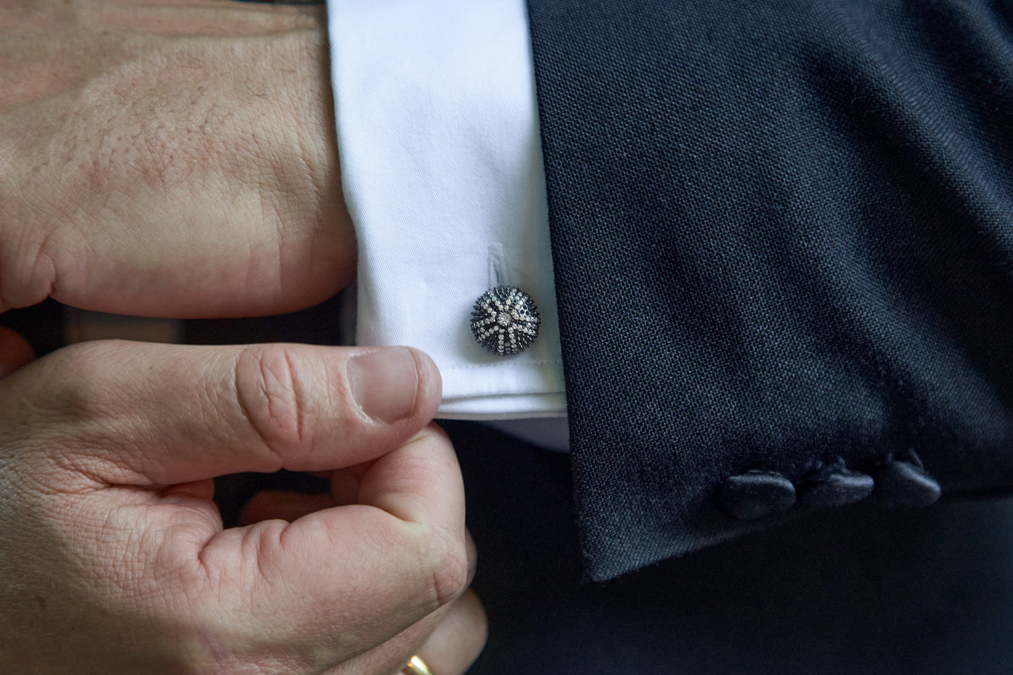 Sea Urchin Cufflinks in Black Rhodium-Plated Solid Sterling Silver