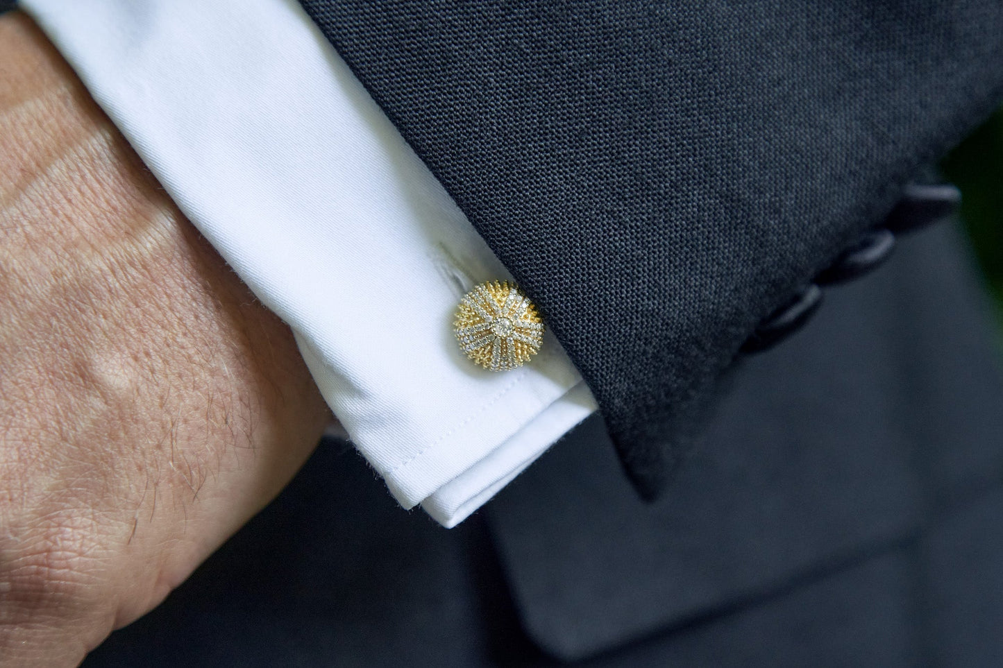 Sea Urchin Cufflinks & Studs Set in Gold-Plated Solid Sterling Silver