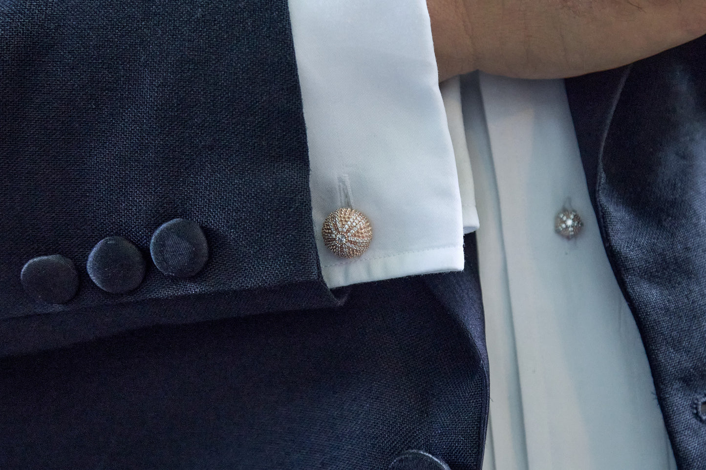 Sea Urchin Cufflinks in Rose Gold-Plated Solid Sterling Silver