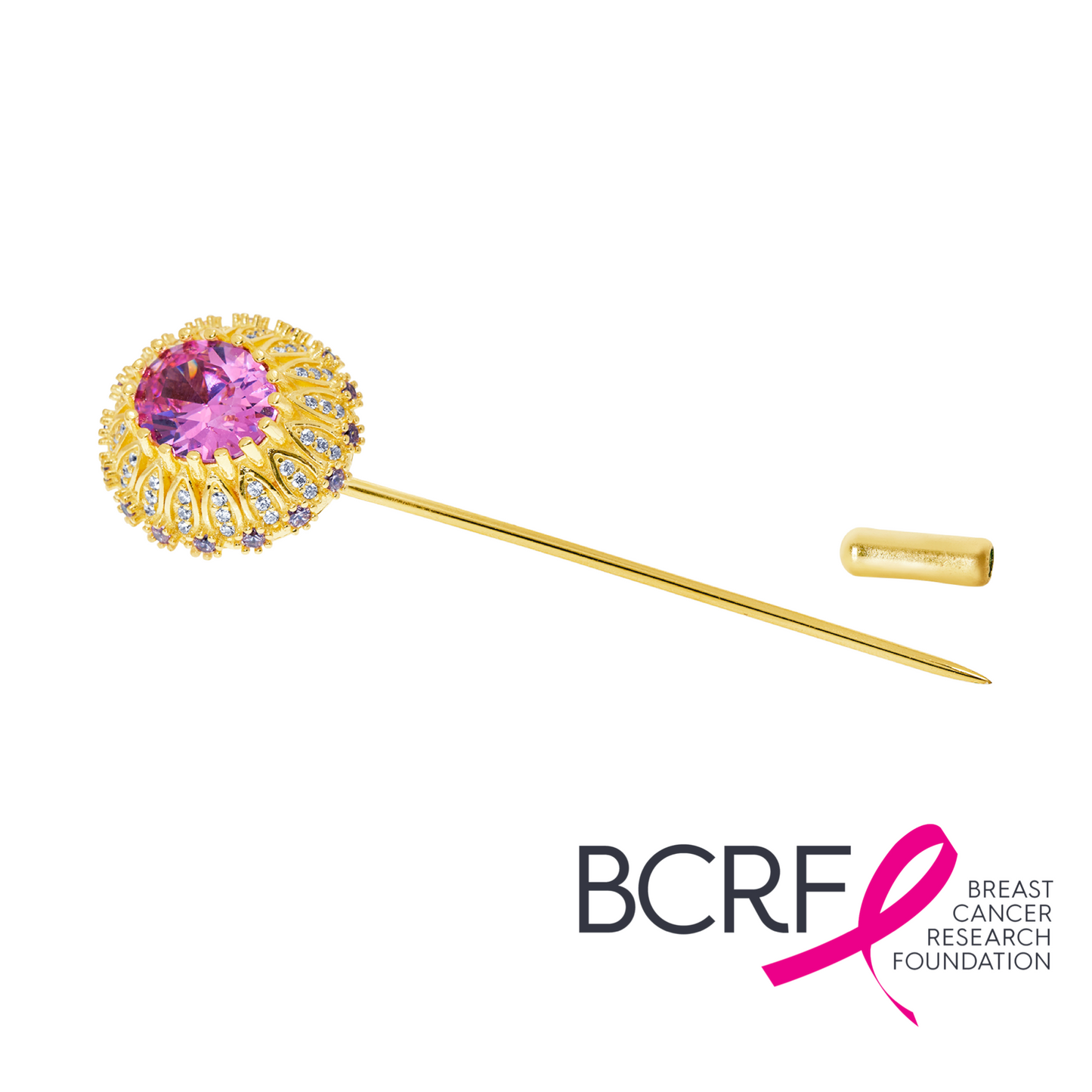 Anaïs Lapel Pin in Gold-Plated Solid Sterling Silver for Breast Cancer