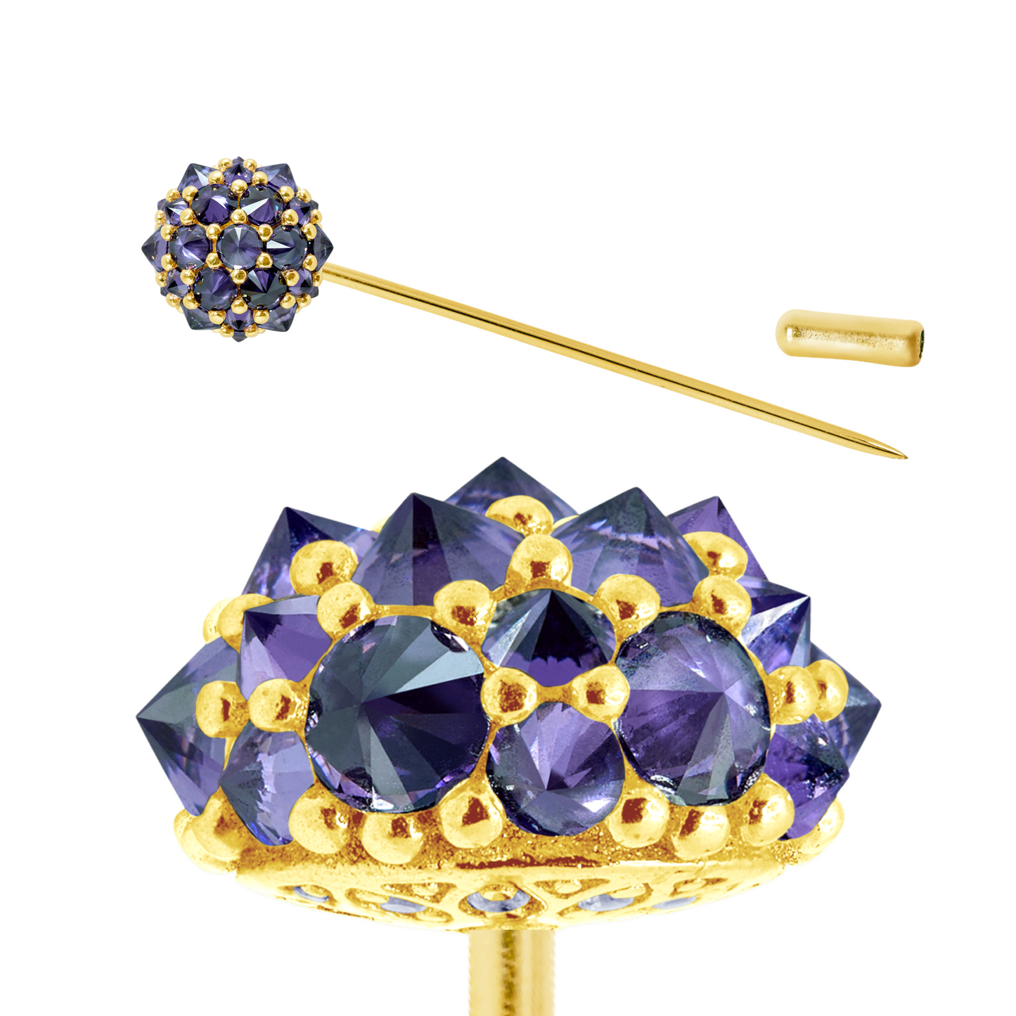 Purple Perfect Bonbon Lapel Pin in Gold-Plated Solid Sterling Silver