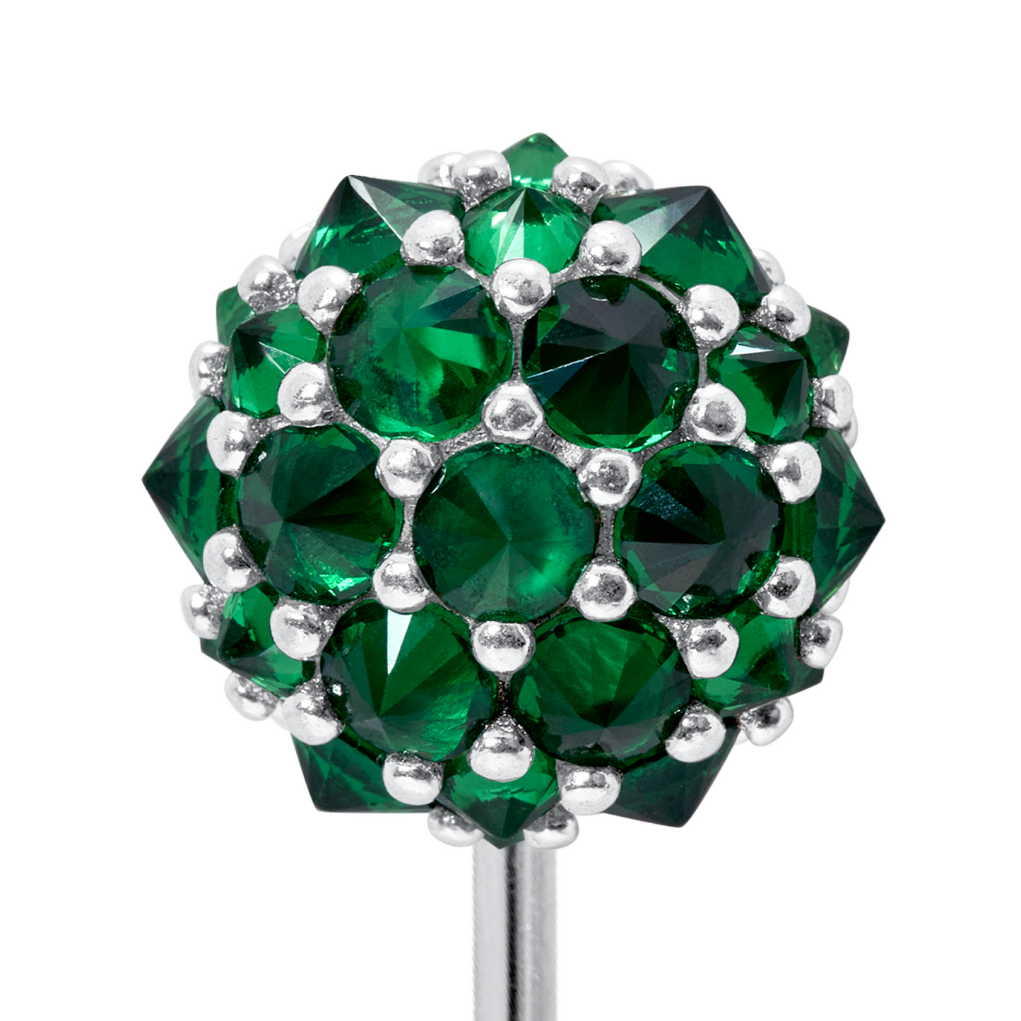 Green Perfect Bonbon Lapel Pin in Solid Sterling Silver