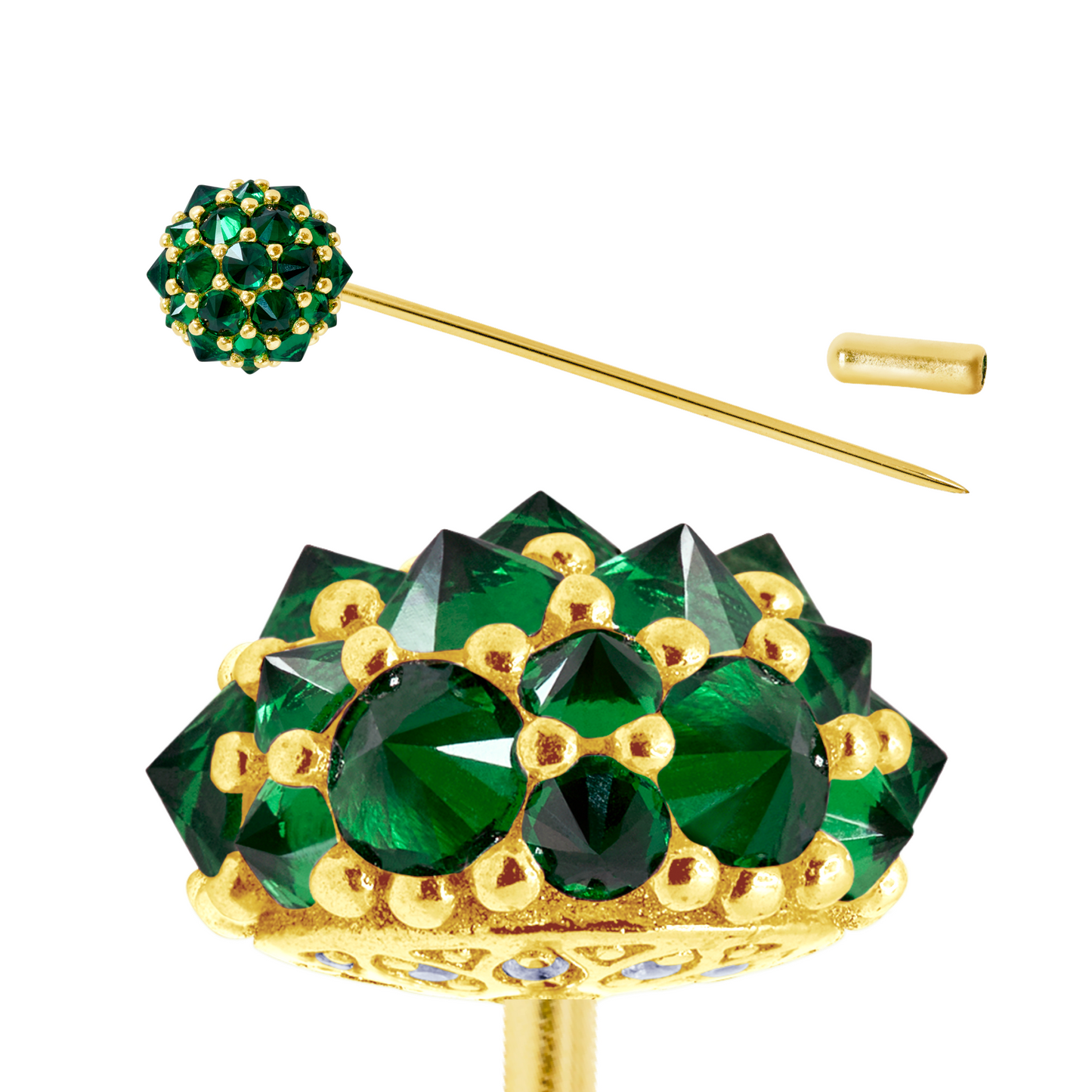 Green Perfect Bonbon Lapel Pin in Gold-Plated Solid Sterling Silver