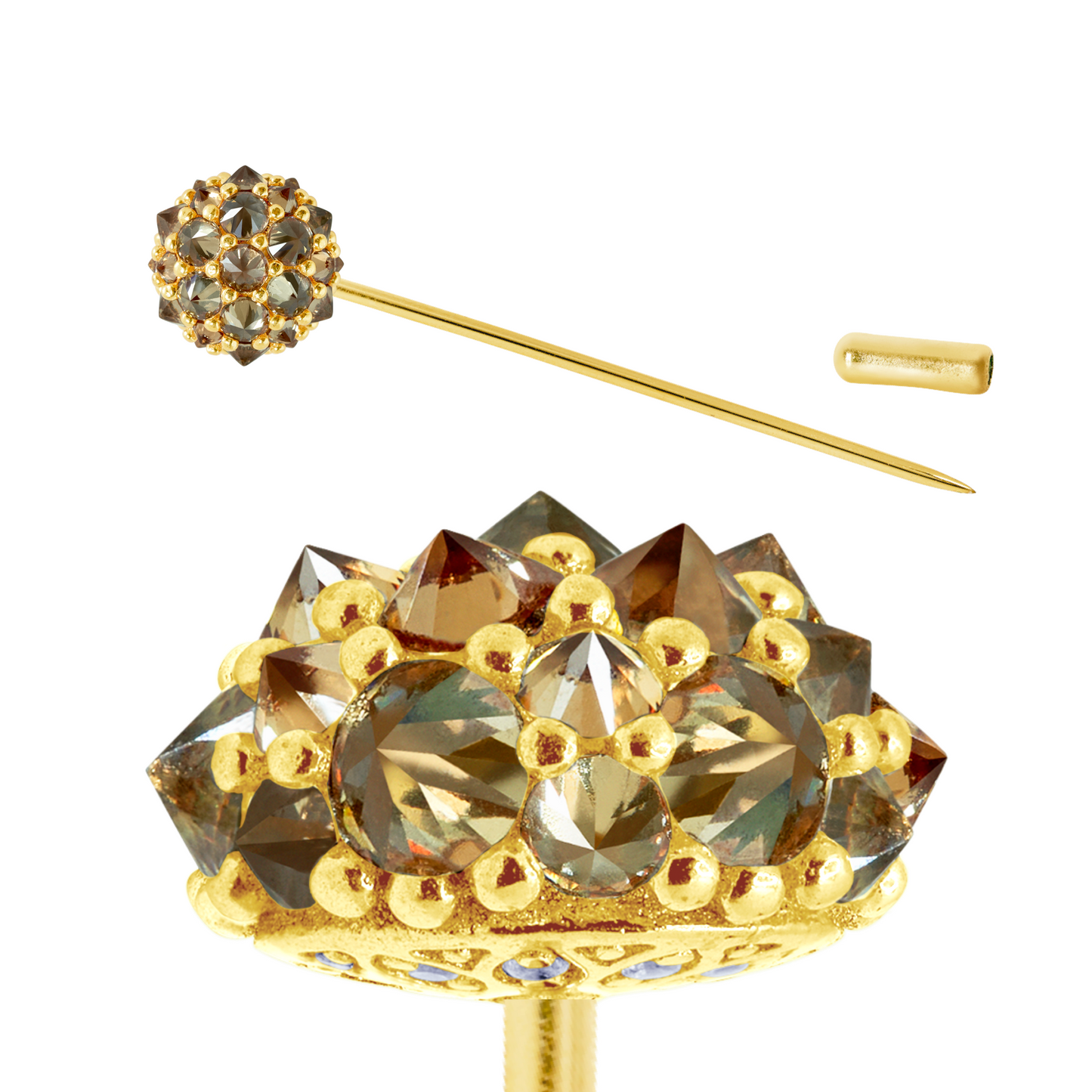 Champagne Perfect Bonbon Lapel Pin in Gold-Plated Solid Sterling Silver