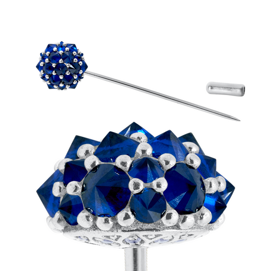 Blue Perfect Bonbon Lapel Pin in Solid Sterling Silver