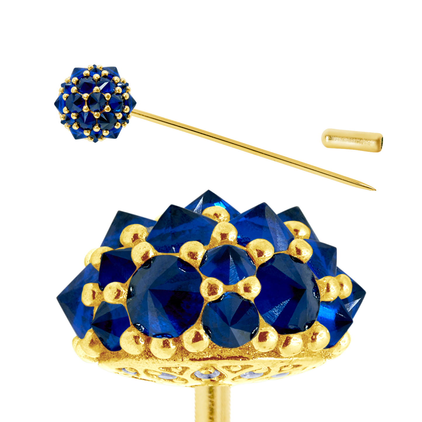 Blue Perfect Bonbon Lapel Pin in Gold-Plated Solid Sterling Silver