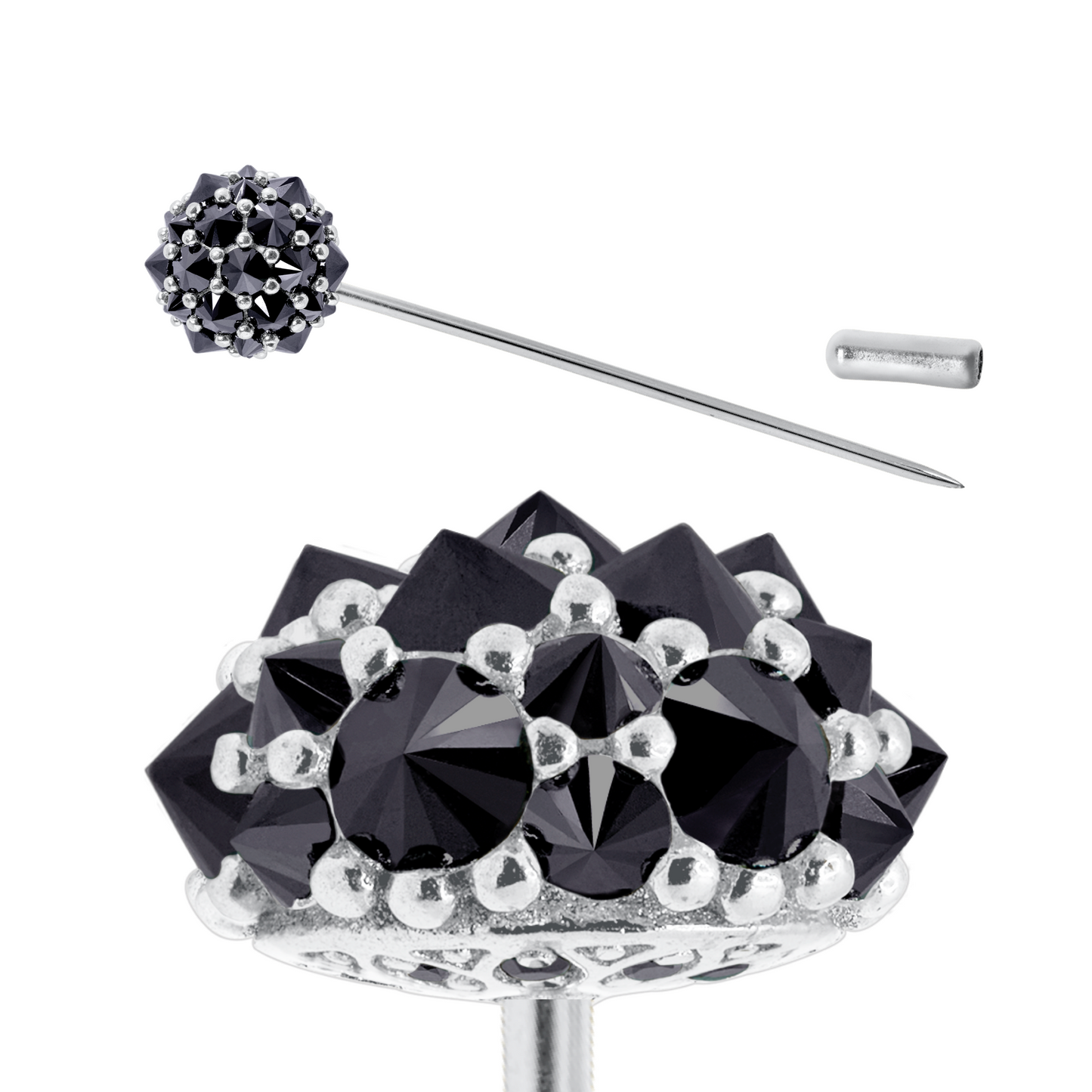 Midnight Perfect Bonbon Lapel Pin in Solid Sterling Silver