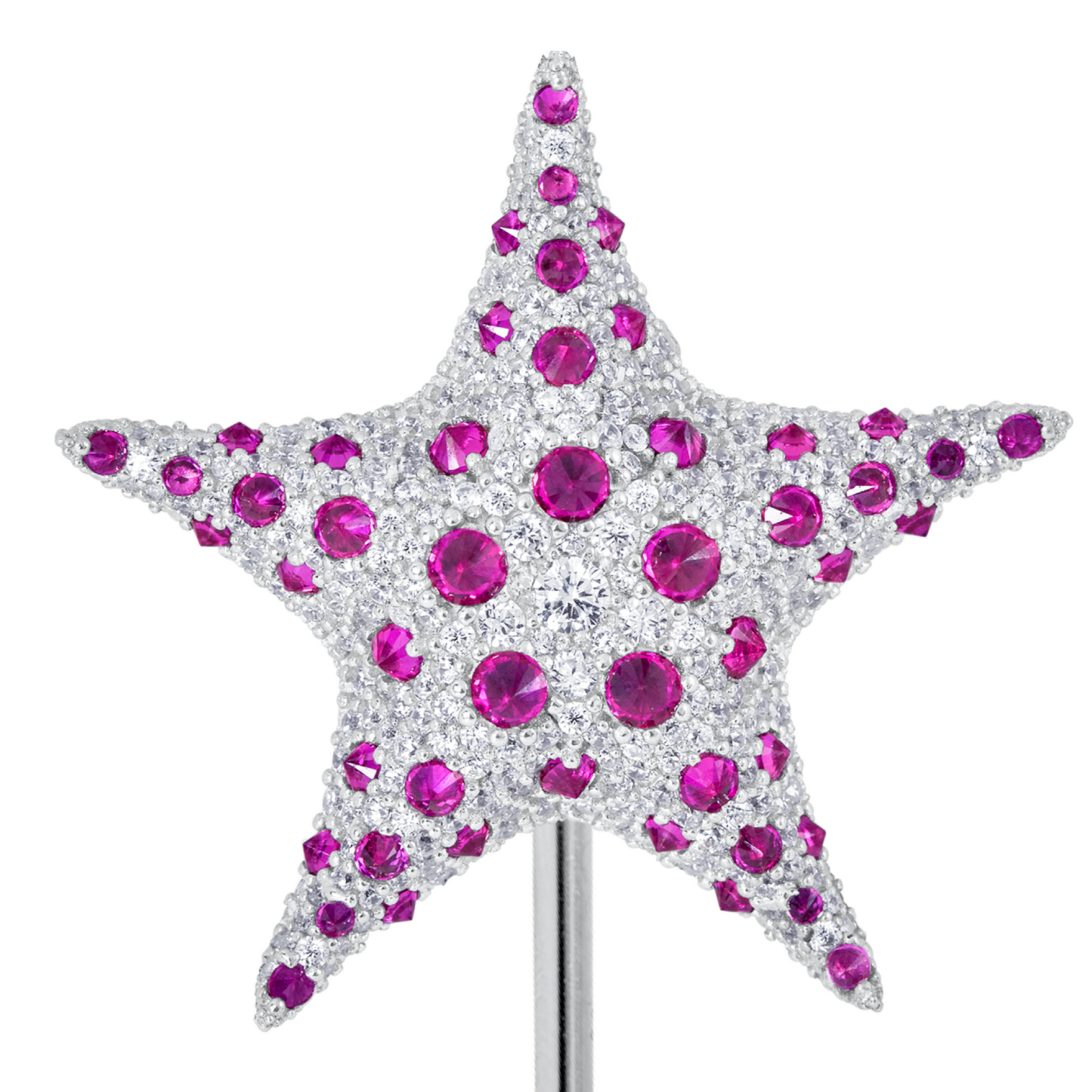 Red Starfish Lapel Pin in Solid Sterling Silver