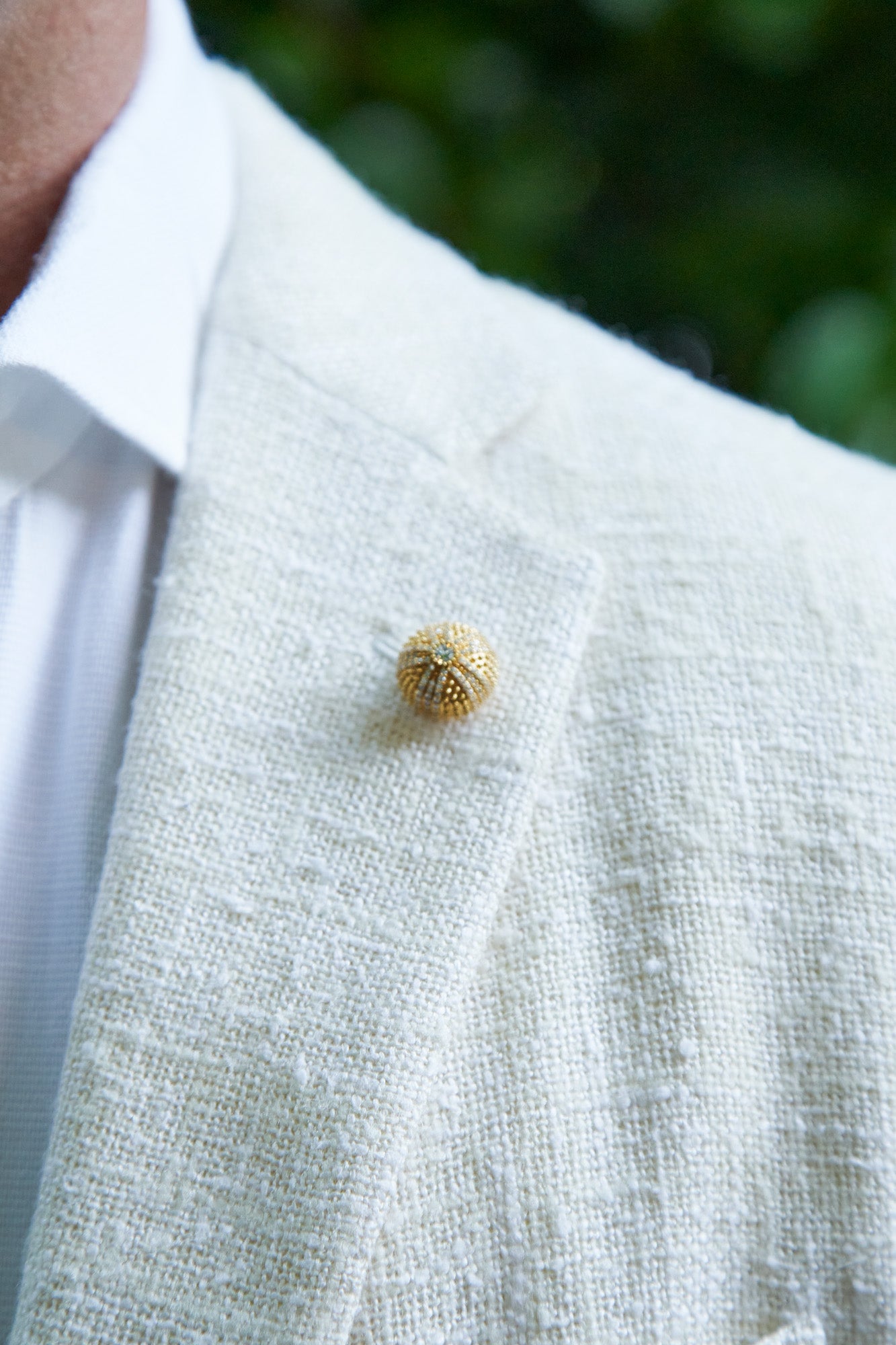 Sea Urchin Lapel Pin in Gold-Plated Solid Sterling Silver