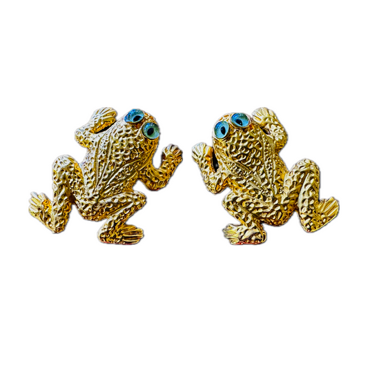 Clip-on Frog Earrings Designed by Margarita Barrera in 24-Karat Gold Plate