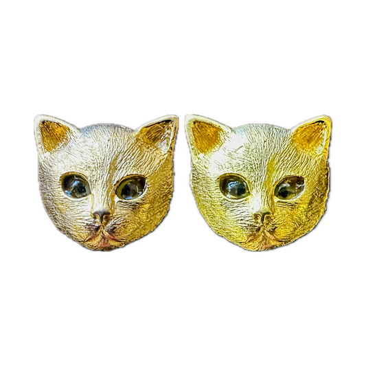 Clip-on Cat Earrings Designed by Margarita Barrera in 24-Karat Gold Plate