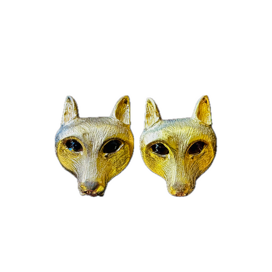 Clip-on Fox Earrings Designed by Margarita Barrera in 24-Karat Gold Plate