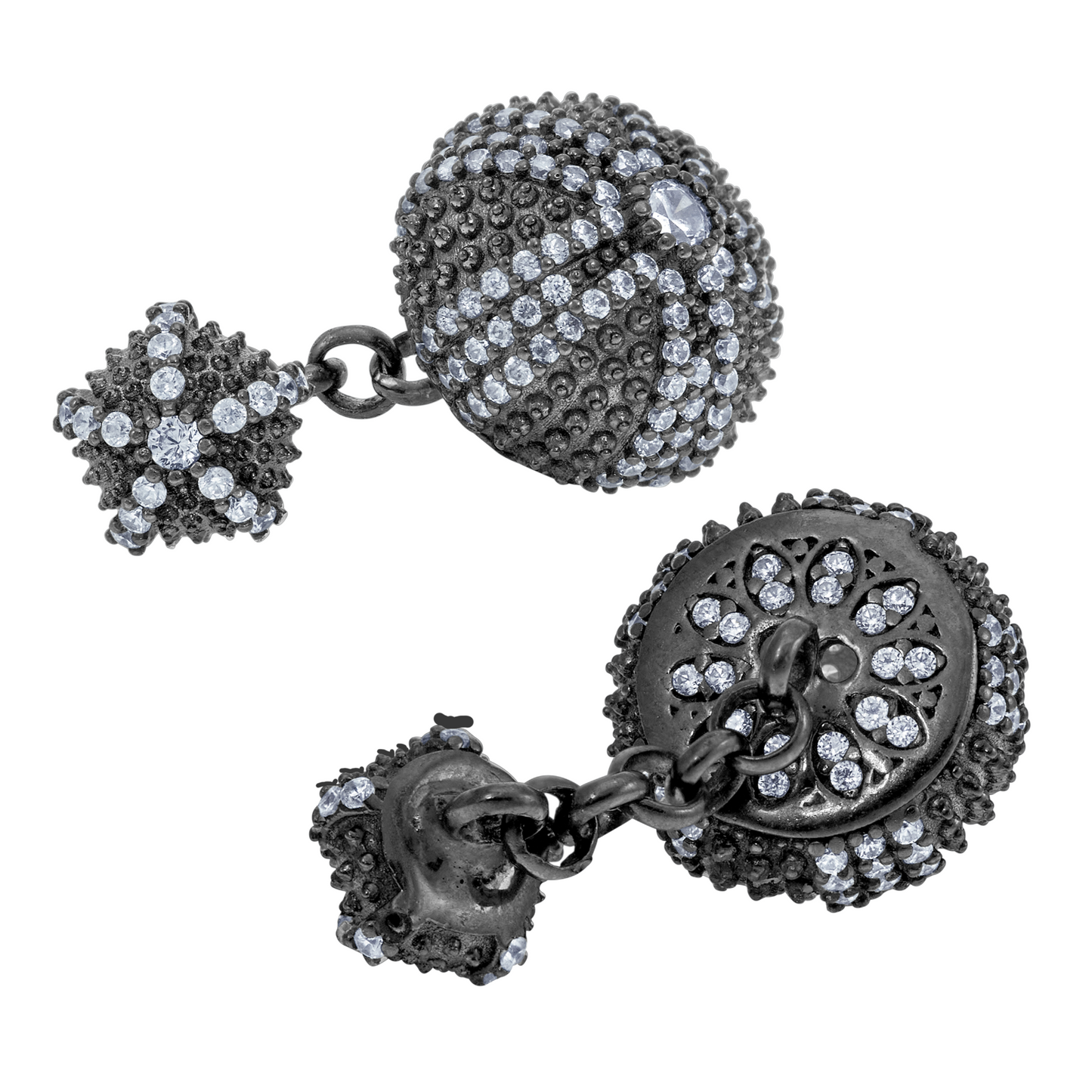 Sea Urchin Cufflinks in Black Rhodium-Plated Solid Sterling Silver