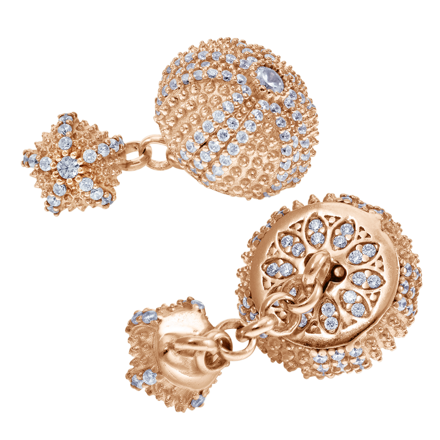 Sea Urchin Cufflinks in Rose Gold-Plated Solid Sterling Silver